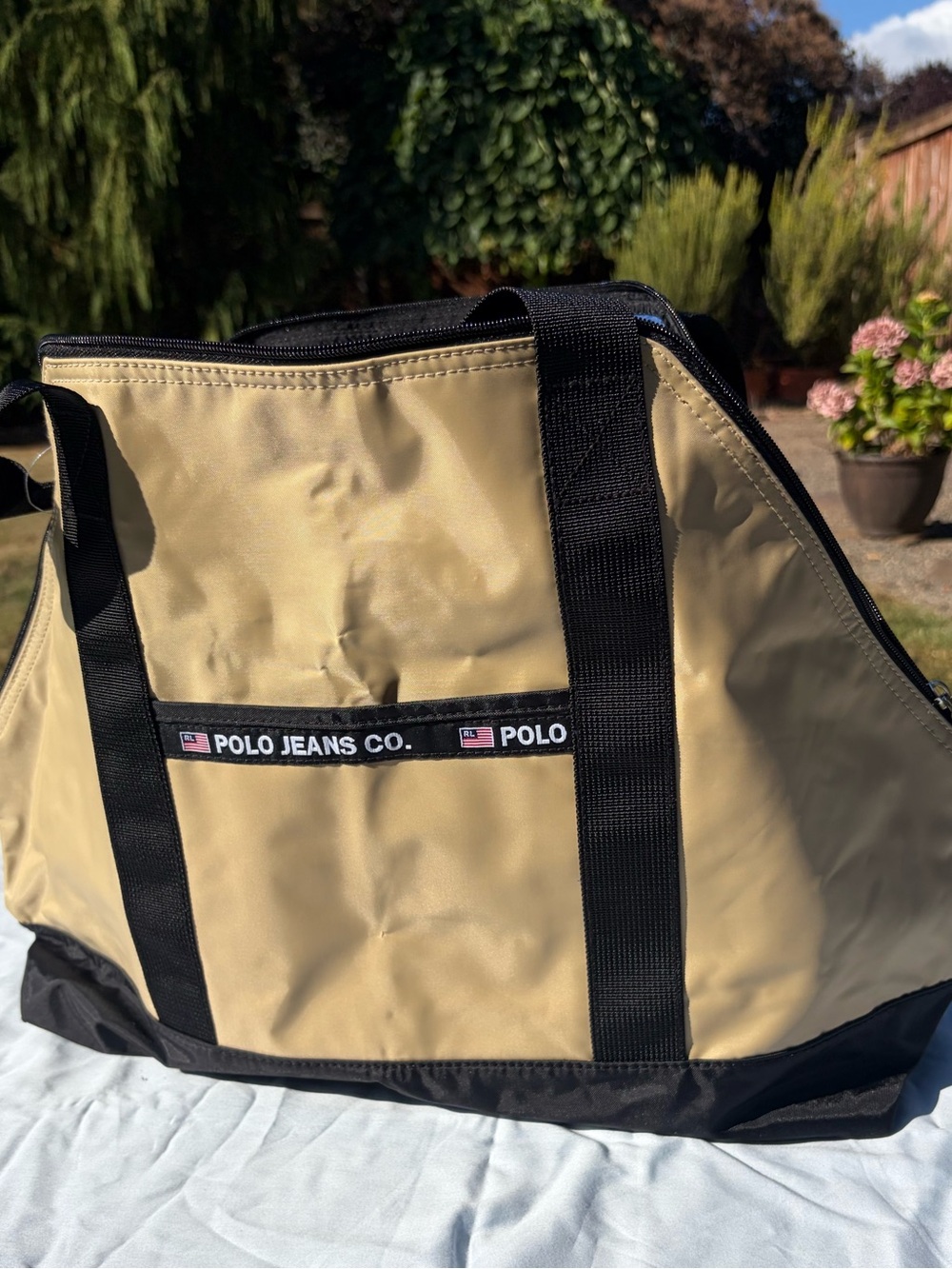 Ralph Lauren Vintage with Tags Polo Jeans Co. Tan and Black Duffel - Picture 2 of 10